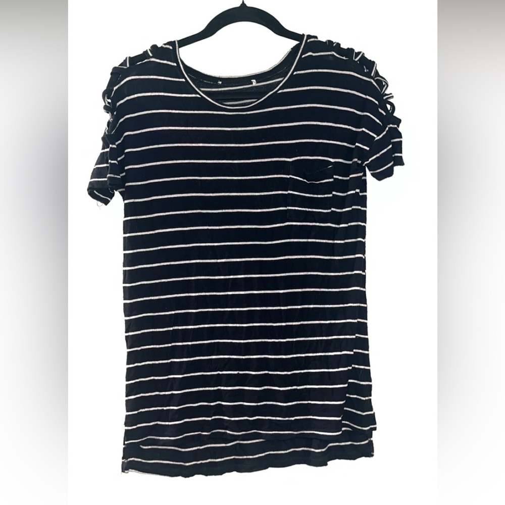 Striped Black & White Short Sleeve Tee